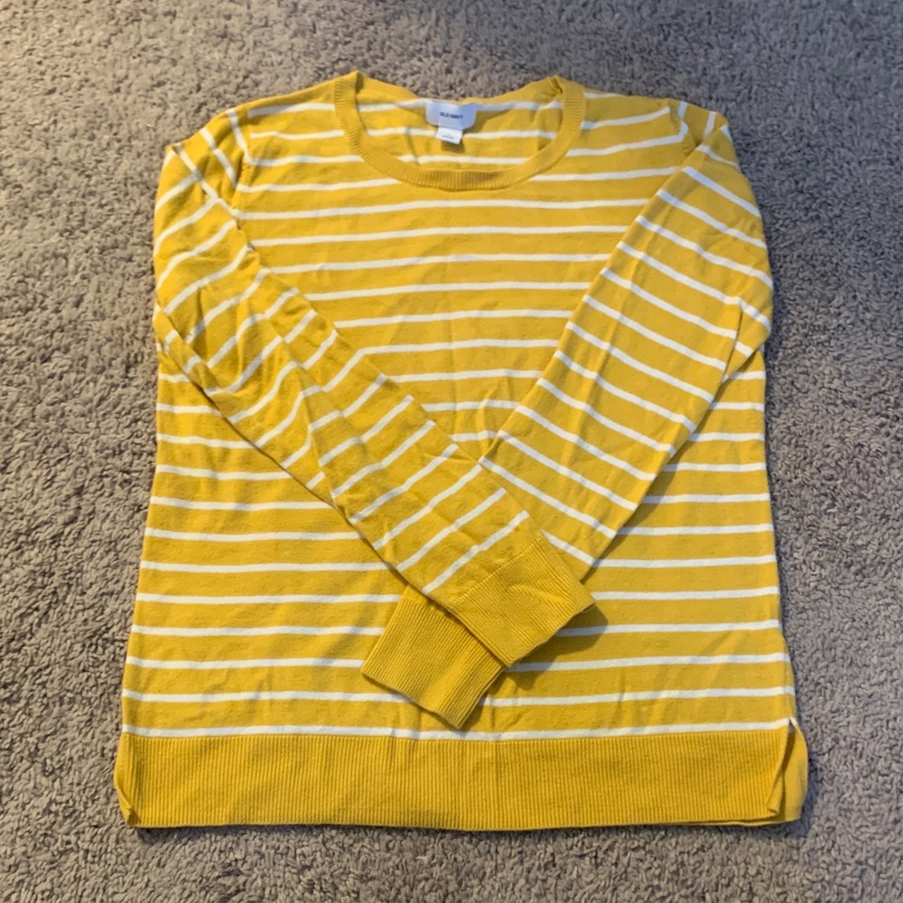 Old Navy Yellow and White Striped Knit Top